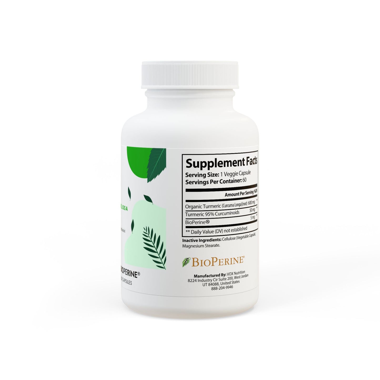 Turmeric with BioPerine® (Black Pepper Fruit Extract) Supplement (60 Capsules)